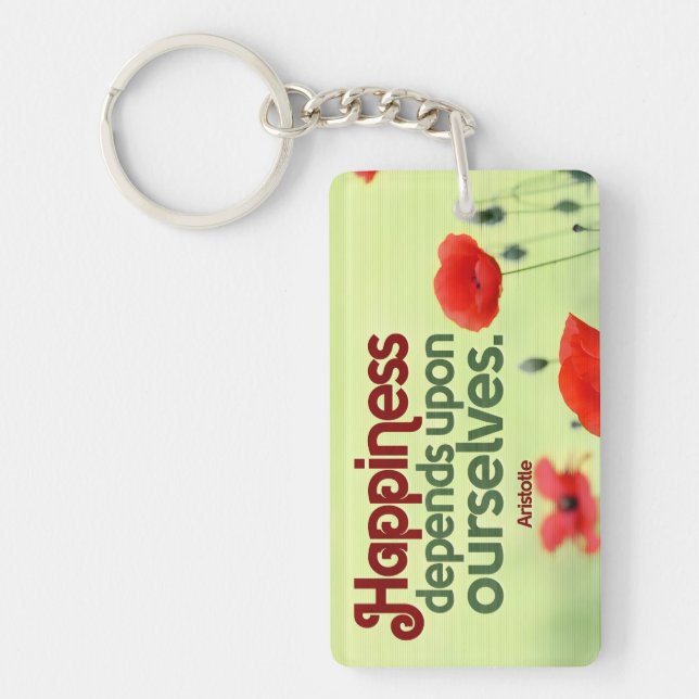 Porte-clefs Citation Inspirationnelle Aristote "Bonheur" (Devant)