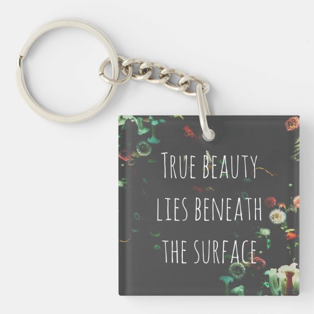 Porte-clefs Citation Inspirationnelle Sous-Surface De Corail R (Devant)