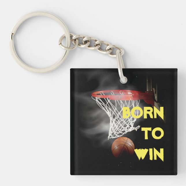 Porte-clefs Citation motivationnelle disant Basketball né pour (Devant)