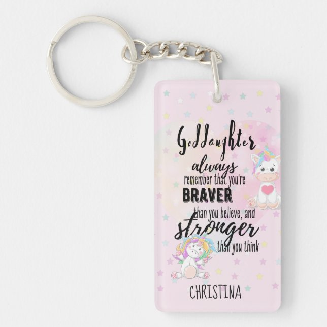 Porte-clefs Citation Motivationnelle GODDAUGHTER Personnalisée (Devant)