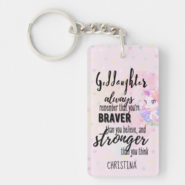 Porte-clefs Citation Motivationnelle GODDAUGHTER Personnalisée (Devant)