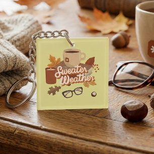 Porte-clefs Citation Sweater Weather Cozy Livre d'Idées Automn