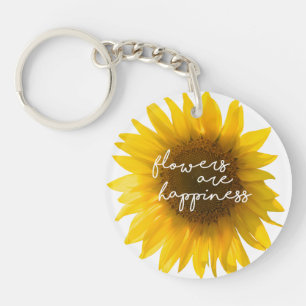 Porte-clefs Citation tournesol "les fleurs sont le bonheur"