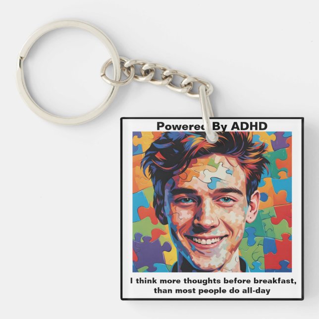 Porte-clefs Citations ADHD. (Devant)