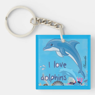 Porte-clefs Citations de dauphins d'amour mignons et colorés N