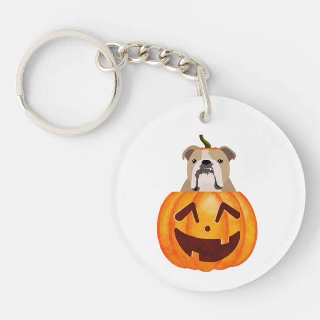 Porte-clefs Citrouille Bulldog (Devant)