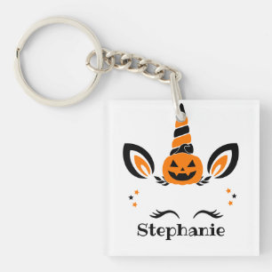 Porte-clefs Citrouille de licorne avec nom