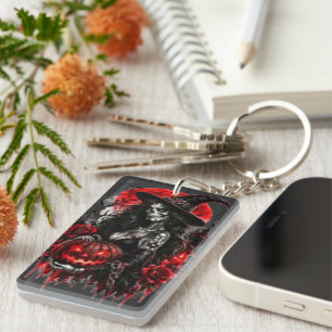 Porte-clefs Citrouille de sorcière gothique Halloween Chat noi