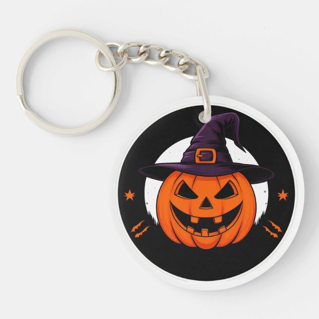 Porte-clefs Citrouille de sorcière mignonne Jack O Lantern 🎃 (Devant)