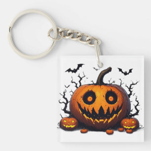 Porte-clefs Citrouille géante lumineuse avec un sourire effray