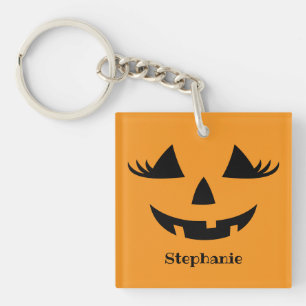 Porte-clefs Citrouille Jack-o'-lantern Lashes Avec Prénom