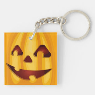 Porte-clefs Citrouille sculpté souriant design Halloween