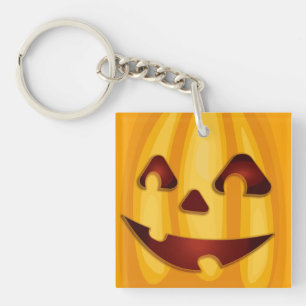 Porte-clefs Citrouille sculpté souriant design Halloween
