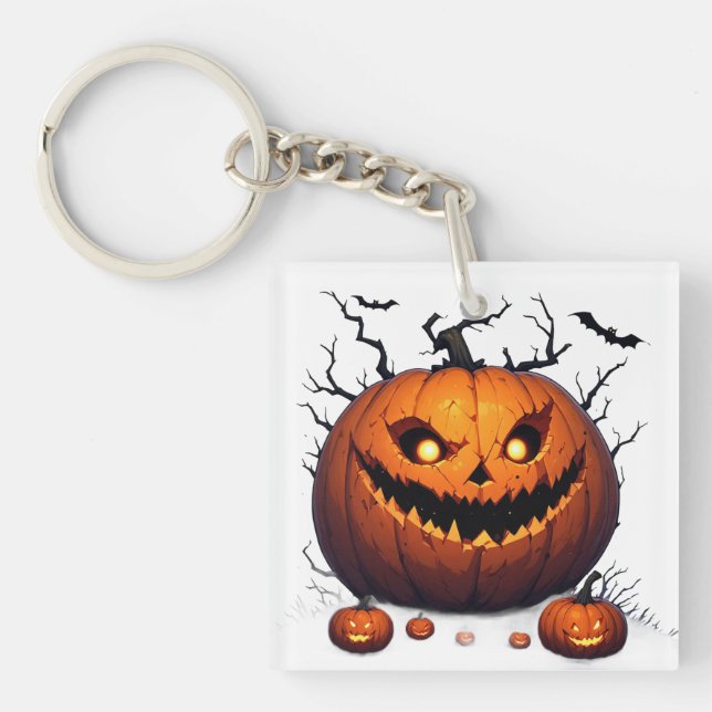 Porte-clefs Citrouille sinistre Jack O Lantern Halloween soir  (Devant)