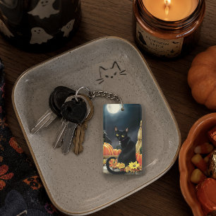Porte-clefs Citrouilles de Chat Noir Envoûtantes au Clair de L