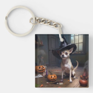 Porte-clefs Citrouilles d'Halloween effrayantes de Chihuahua