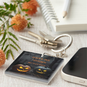 Porte-clefs Citrouilles d'Halloween festifs et motifs floraux