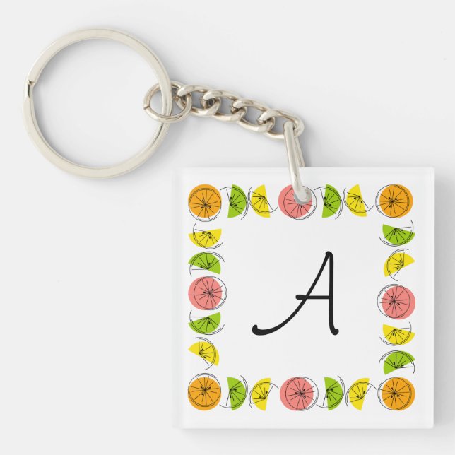 Porte-clefs Citrus Carré Monogramme carré double face (Devant)