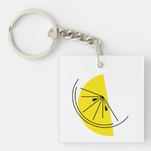 Porte-clefs Citrus Lemon Texte porte - clé carré double face