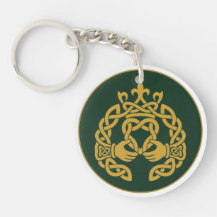 Porte-clefs Claddagh à entrelacs doré