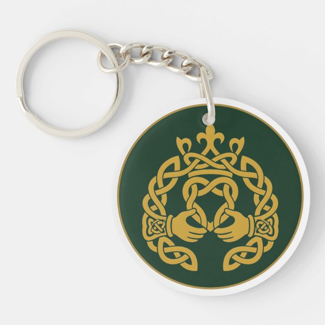 Porte-clefs Claddagh à entrelacs doré (Devant)