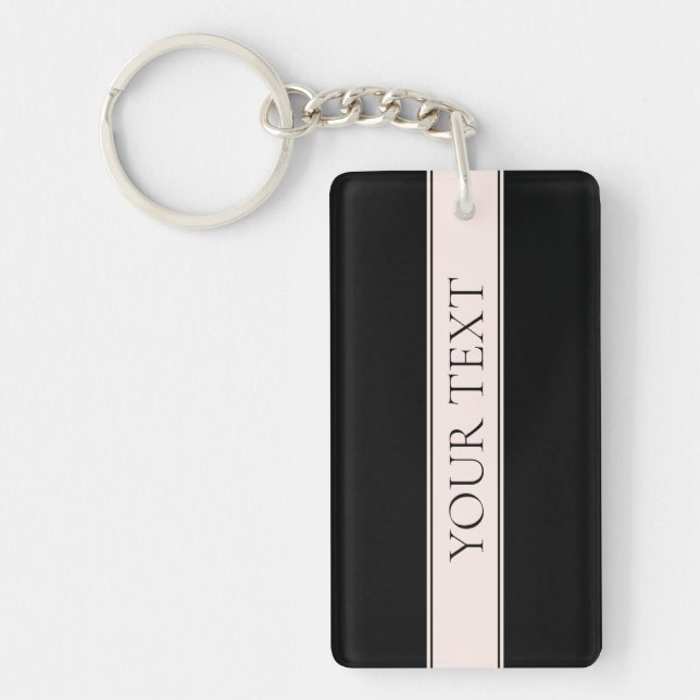Porte-clefs Clair rose pâle Bleu Bande et Élégant Texte modifi (Devant)