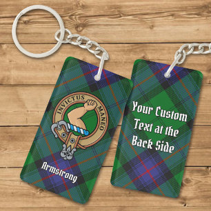 Porte-clefs Clan Armstrong Crest sur Tartan Porte - clé