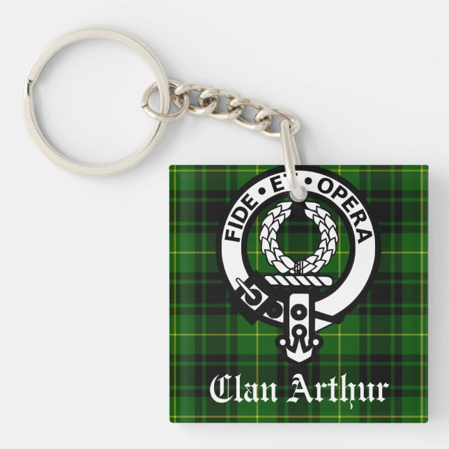 Porte-clefs Clan Arthur Crest Badge & Tartan (Devant)