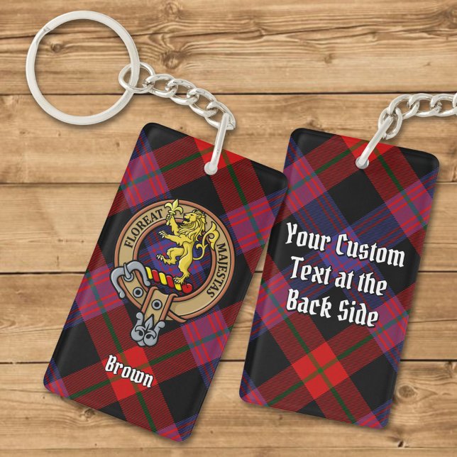 Porte-clefs Clan Brown Crest sur Tartan (Créateur téléchargé)