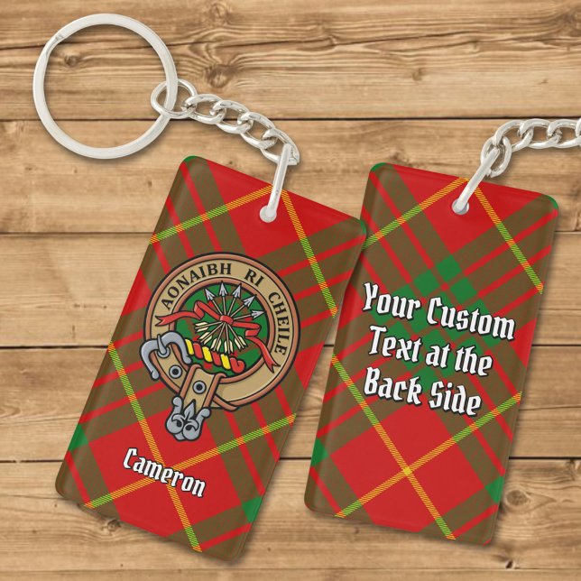 Porte-clefs Clan Cameron Crest sur Tartan (Créateur téléchargé)