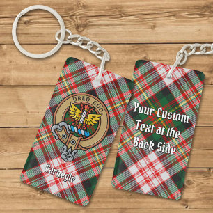 Porte-clefs Clan Carnegie Crest sur la robe Tartan
