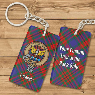 Porte-clefs Clan Carnegie Crest sur Tartan