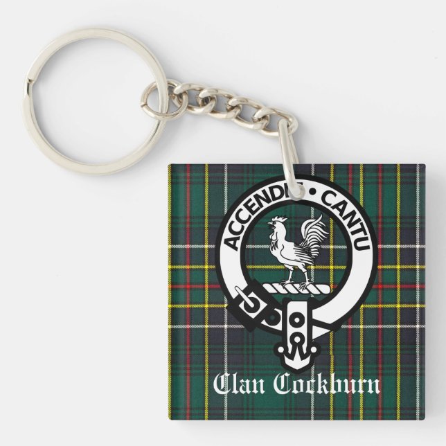Porte-clefs Clan Cockburn Crest Badge et Tartan (Devant)