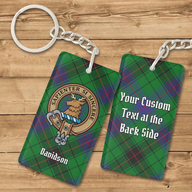 Porte-clefs Clan Davidson Crest sur Tartan (Créateur téléchargé)