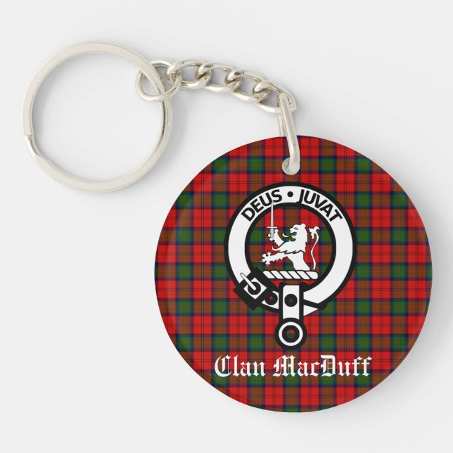Porte-clefs Clan écossais MacDuff Tartan et Crest Badge (Devant)