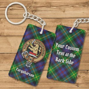 Porte-clefs Clan Farquharson Crest sur Tartan Porte - clé