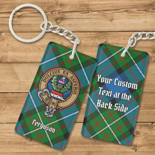 Porte-clefs Clan Ferguson Crest sur Tartan Porte - clé