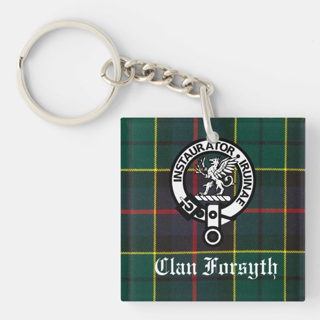 Porte-clefs Clan Forsyth Crest Badge et Tartan (Devant)