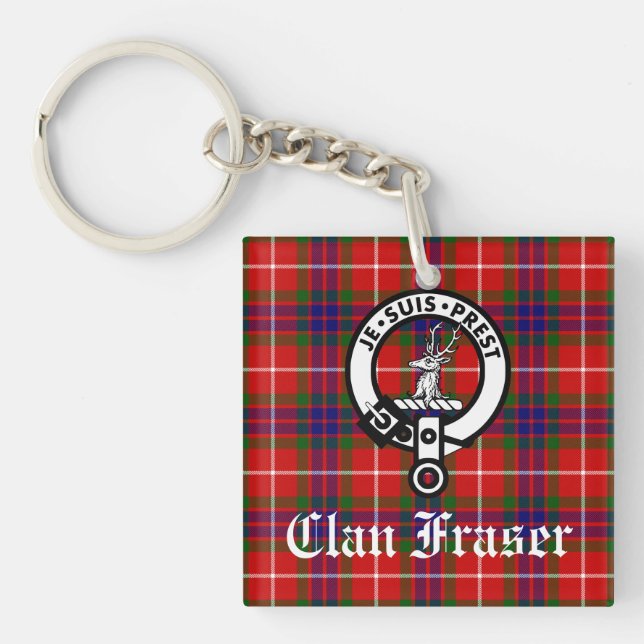 Porte-clefs Clan Fraser Crest Badge et Tartan (Devant)