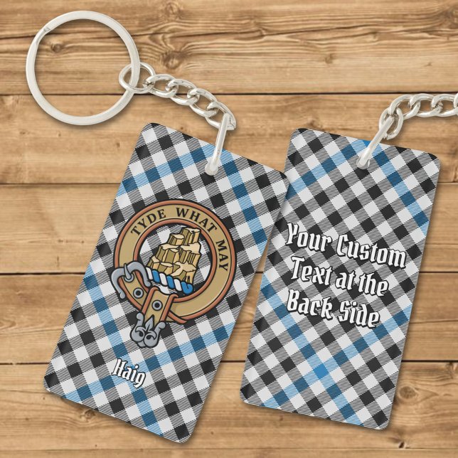 Porte-clefs Clan Haig Crest over Check Tartan (Créateur téléchargé)