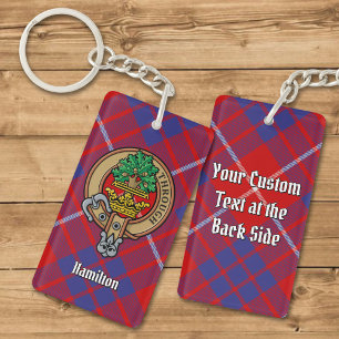 Porte-clefs Clan Hamilton Crest sur Red Tartan Porte - clé