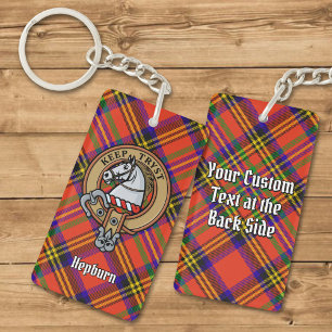 Porte-clefs Clan Hepburn Crest sur Tartan