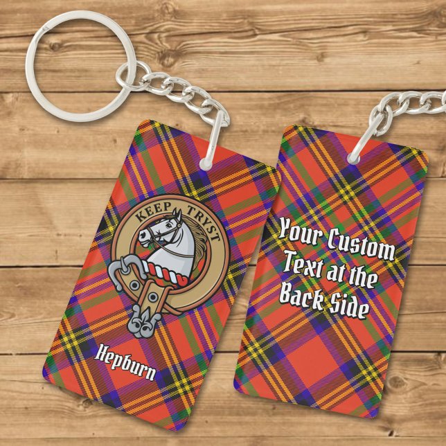 Porte-clefs Clan Hepburn Crest sur Tartan (Créateur téléchargé)