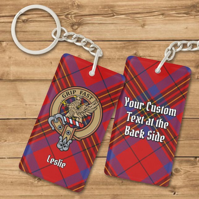 Porte-clefs Clan Leslie Crest sur Red Tartan (Créateur téléchargé)