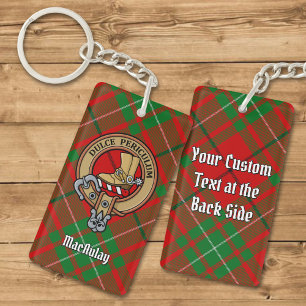 Porte-clefs Clan MacAulay Crest sur Tartan Porte - clé