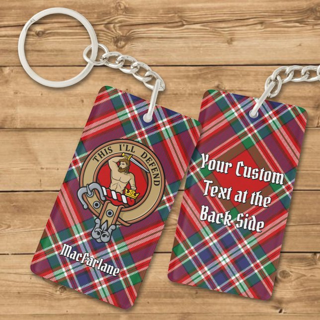 Porte-clefs Clan MacFarlane Crest sur Red Tartan (Créateur téléchargé)