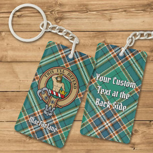 Porte-clefs Clan MacFarlane Crest sur Tartan de chasse antique