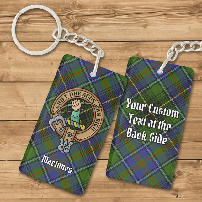 Porte-clefs Clan MacInnes Crest sur Tartan (Créateur téléchargé)