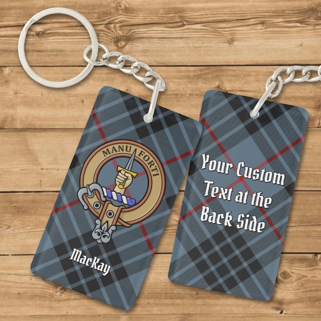 Porte-clefs Clan MacKay Crest sur Blue Tartan (Créateur téléchargé)