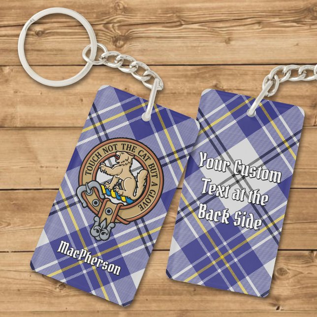 Porte-clefs Clan MacPherson Crest sur la robe bleue Tartan (Créateur téléchargé)